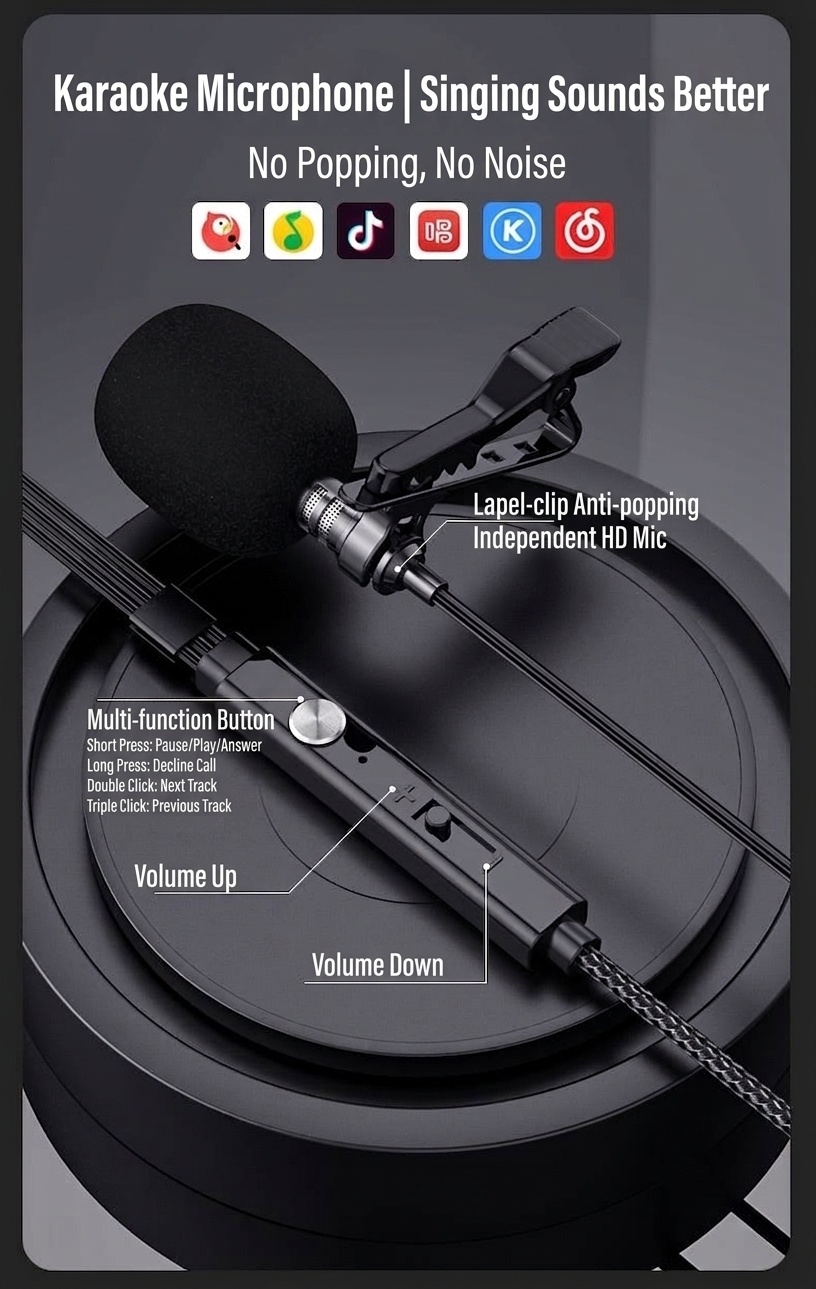 Auriculares intrauditivos con cable para juegos, con micrófono de solapa, controladores de 14,2 mm, auriculares ergonómicos con aislamiento de ruido de 60°, conector de 3,5 mm / USB tipo C para juegos y canto.