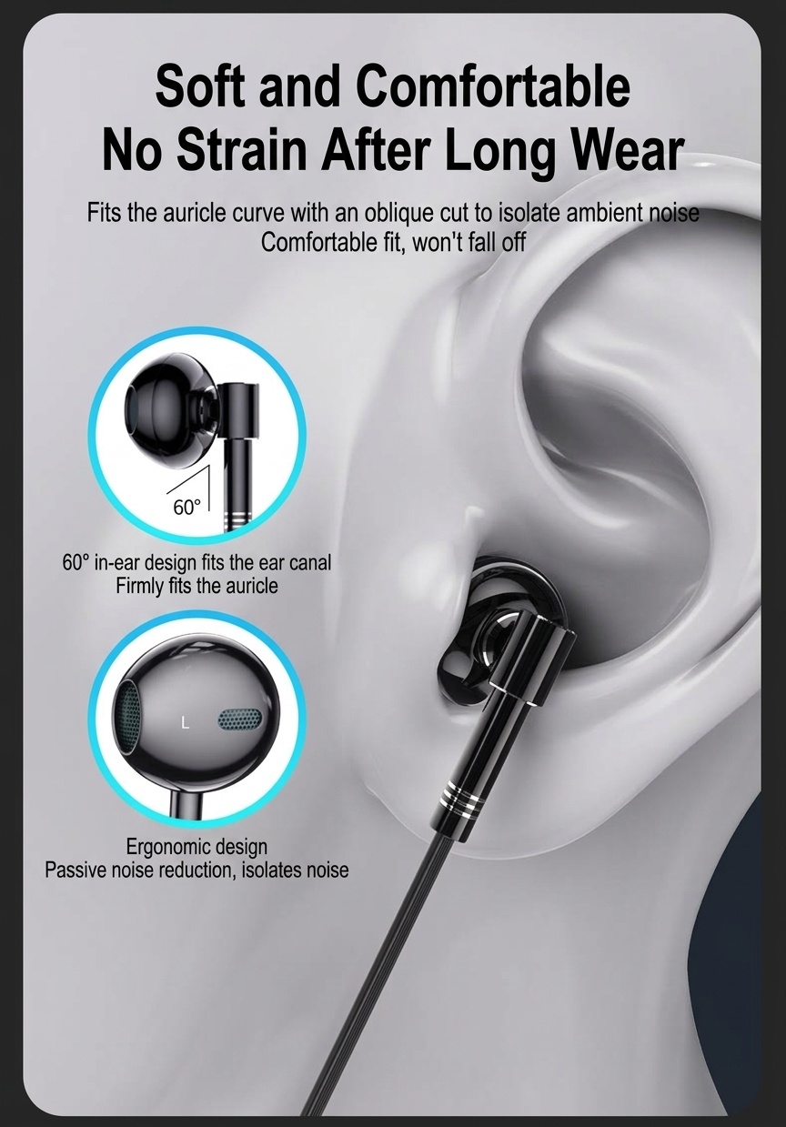Auriculares intrauditivos con cable para juegos, con micrófono de solapa, controladores de 14,2 mm, auriculares ergonómicos con aislamiento de ruido de 60°, conector de 3,5 mm / USB tipo C para juegos y canto.