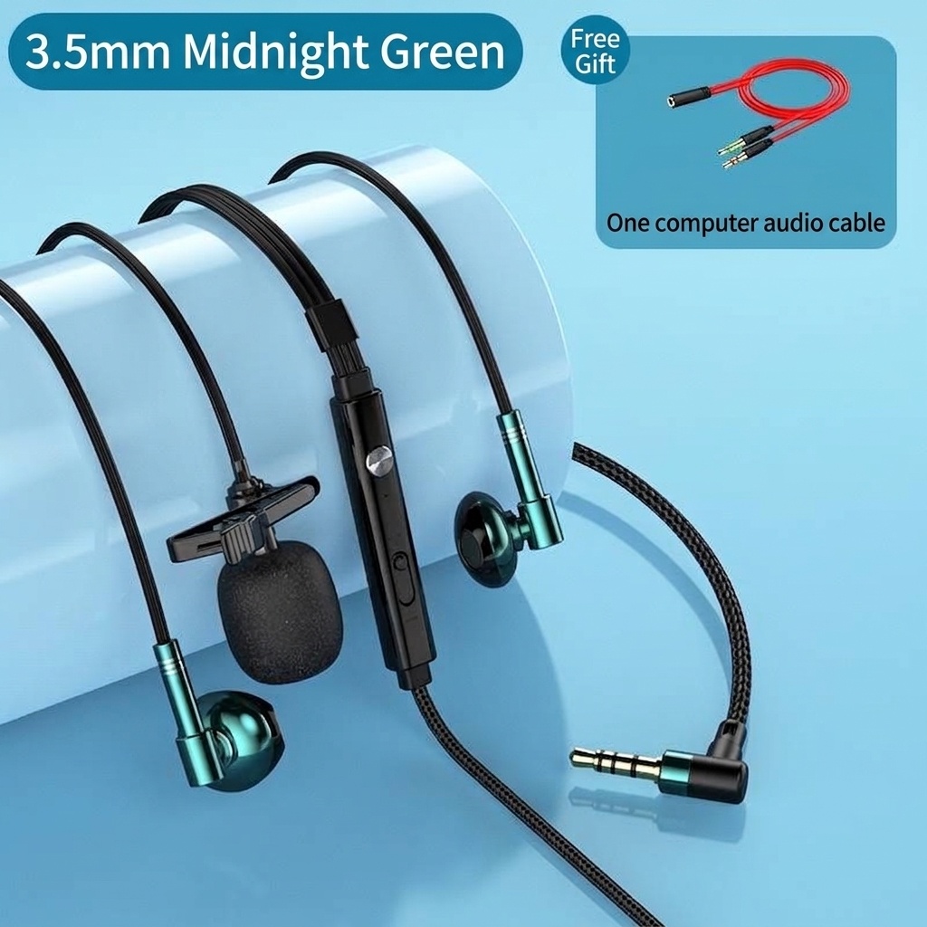 Auriculares intrauditivos con cable para juegos, con micrófono de solapa, controladores de 14,2 mm, auriculares ergonómicos con aislamiento de ruido de 60°, conector de 3,5 mm / USB tipo C para juegos y canto.