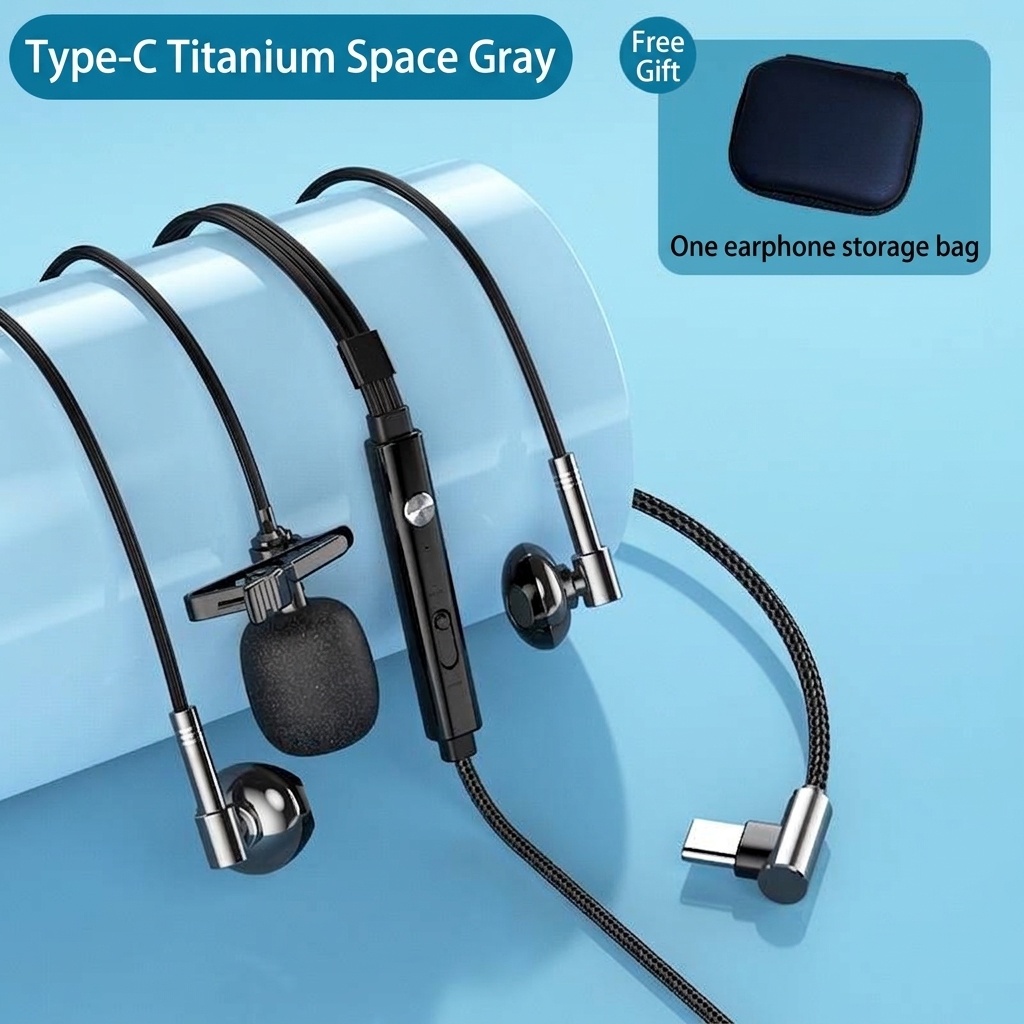 Auriculares intrauditivos con cable para juegos, con micrófono de solapa, controladores de 14,2 mm, auriculares ergonómicos con aislamiento de ruido de 60°, conector de 3,5 mm / USB tipo C para juegos y canto.