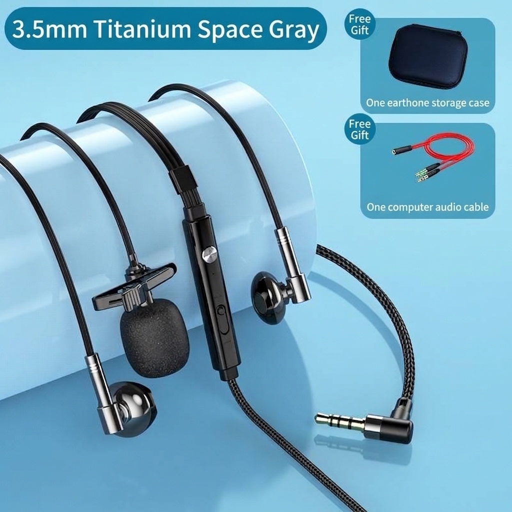 Auriculares intrauditivos con cable para juegos, con micrófono de solapa, controladores de 14,2 mm, auriculares ergonómicos con aislamiento de ruido de 60°, conector de 3,5 mm / USB tipo C para juegos y canto.