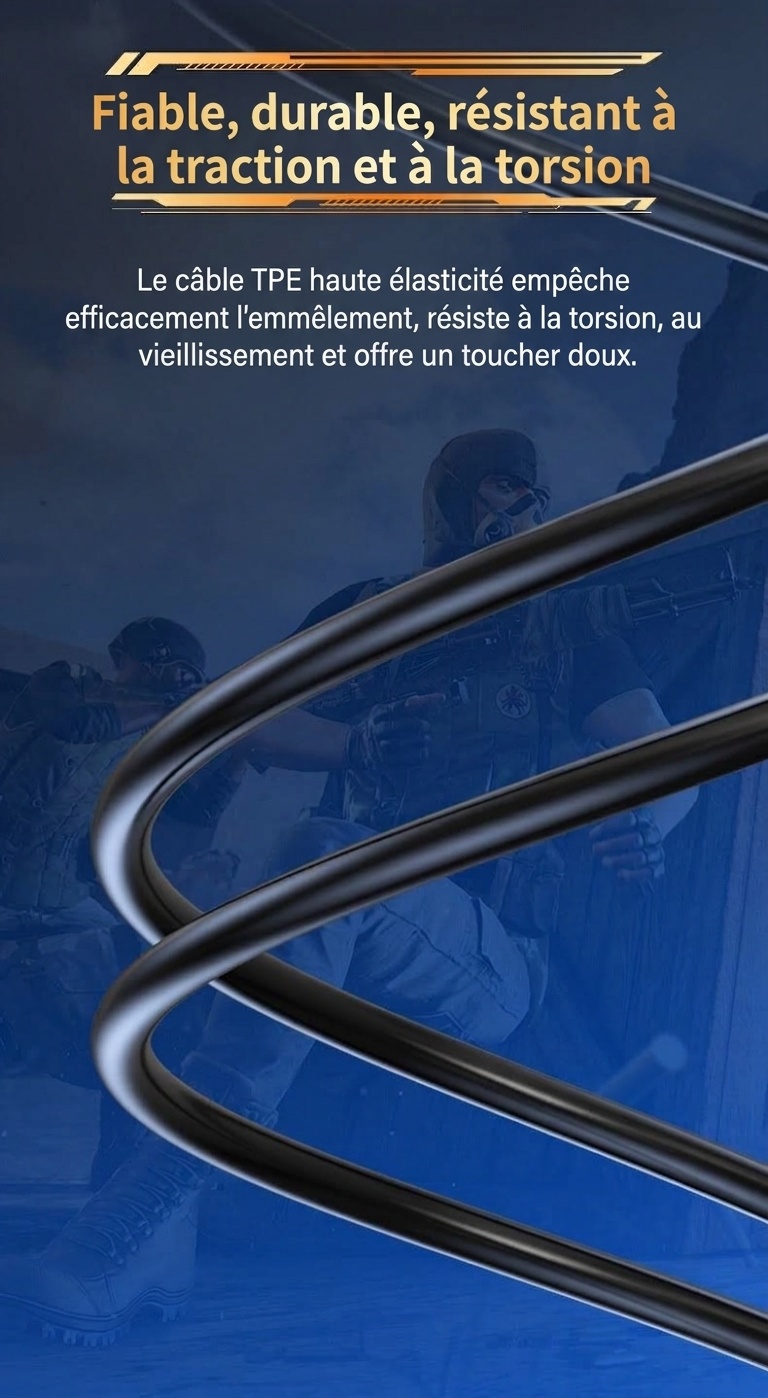 Écouteurs intra-auriculaires gaming avec double micro détachable, haut-parleurs dynamiques de 10 mm, réduction de bruit, connexion filaire USB Type-C 3,5 mm pour PC, ordinateur portable et mobile