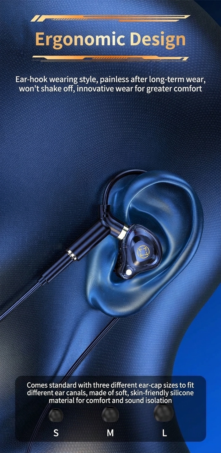 Gaming In-Ear Earbuds with Dual Detachable Mic, 10mm Dynamic Drivers Noise Cancelling Headset, 3.5mm Type-C USB Wired for PC Laptop Mobile