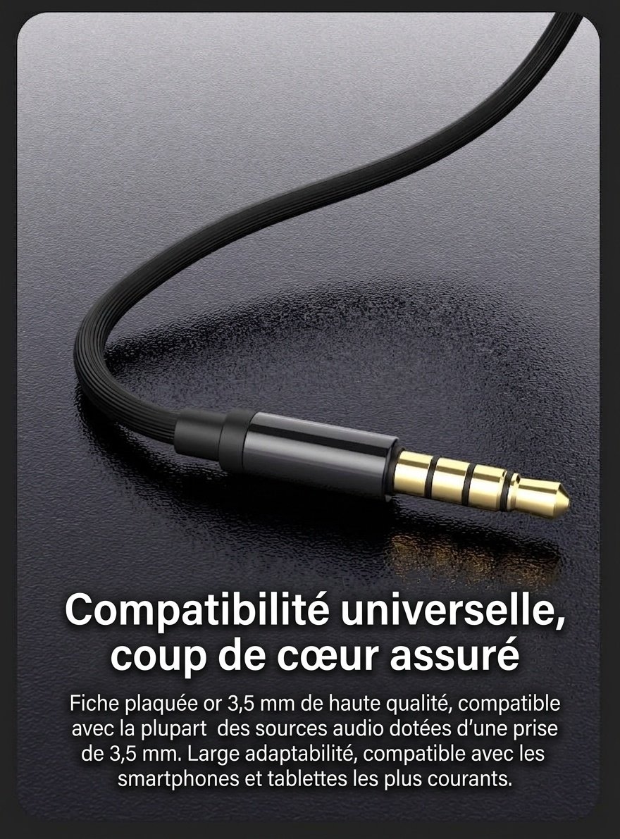 Écouteurs intra-auriculaires filaires pour jeux vidéo avec micro intégré, haut-parleurs dynamiques de 10 mm, basses profondes, isolation phonique, prise jack 3,5 mm pour PC et appareils mobiles.