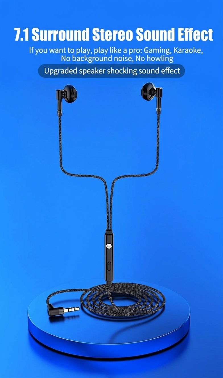 Auriculares intrauditivos con cable para juegos, con micrófono con cancelación de ruido, controladores de 14,2 mm, conector en forma de L de 90°, cable trenzado y conectores de 3,5 mm y USB tipo C para llamadas y juegos móviles.