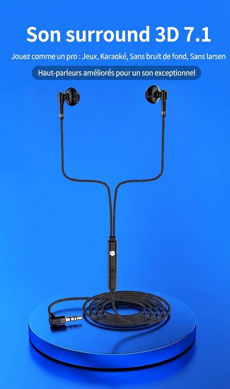 Auriculares intrauditivos con cable para juegos, con micrófono con cancelación de ruido, controladores de 14,2 mm, conector en forma de L de 90°, cable trenzado y conectores de 3,5 mm y USB tipo C para llamadas y juegos móviles.