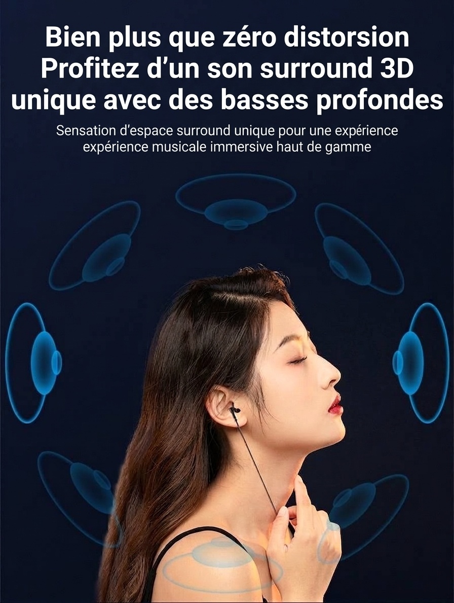 Écouteurs intra-auriculaires filaires pour jeux vidéo avec micro antibruit, haut-parleurs de 14,2 mm, câble tressé avec prise en L à 90°, ports 3,5 mm et USB-C pour les appels et jeux mobiles.