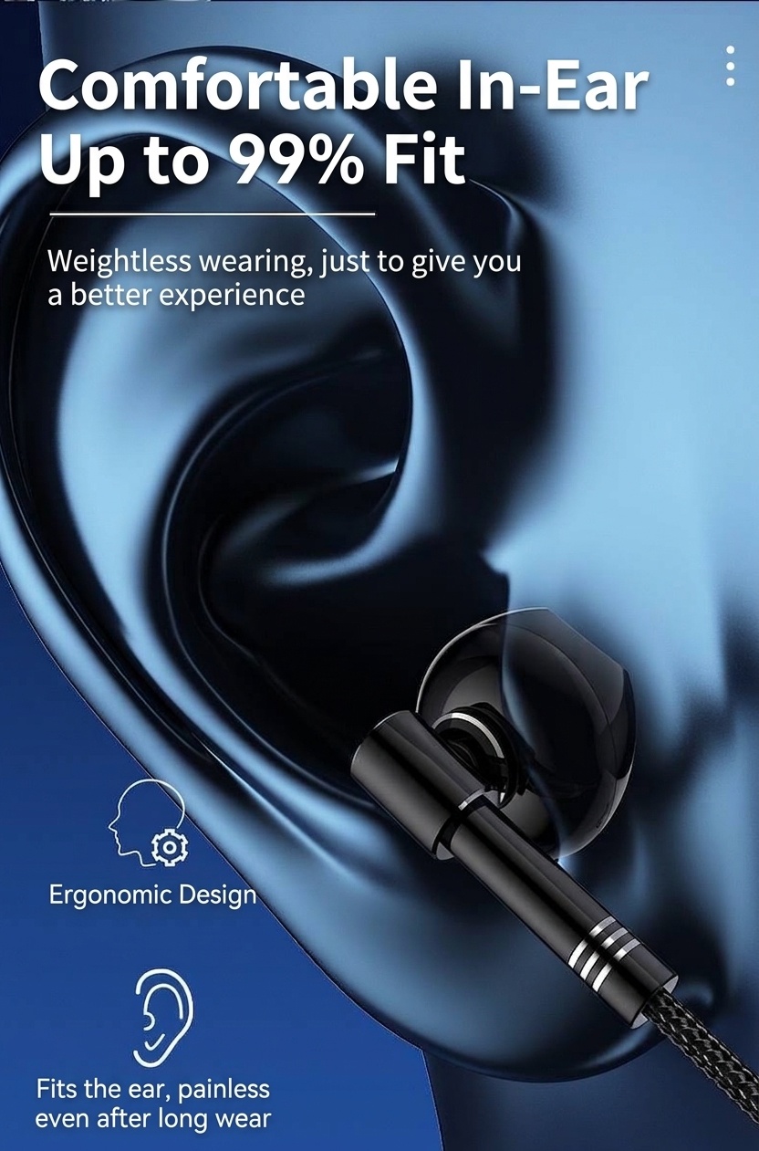 Auriculares intrauditivos con cable para juegos, con micrófono con cancelación de ruido, controladores de 14,2 mm, conector en forma de L de 90°, cable trenzado y conectores de 3,5 mm y USB tipo C para llamadas y juegos móviles.