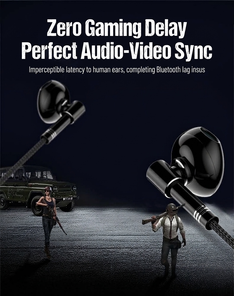 Auriculares intrauditivos con cable para juegos, con micrófono con cancelación de ruido, controladores de 14,2 mm, conector en forma de L de 90°, cable trenzado y conectores de 3,5 mm y USB tipo C para llamadas y juegos móviles.