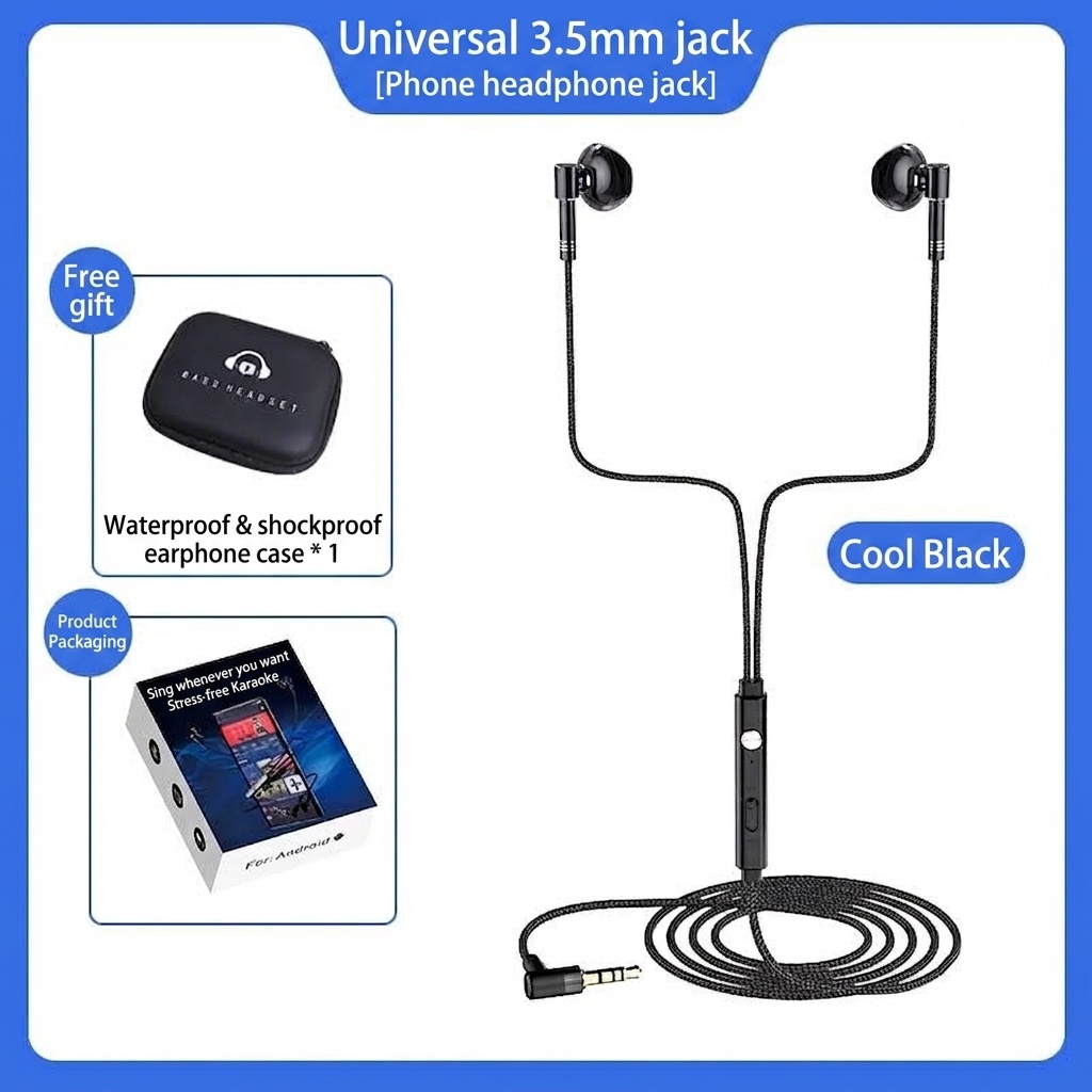 Auriculares intrauditivos con cable para juegos, con micrófono con cancelación de ruido, controladores de 14,2 mm, conector en forma de L de 90°, cable trenzado y conectores de 3,5 mm y USB tipo C para llamadas y juegos móviles.