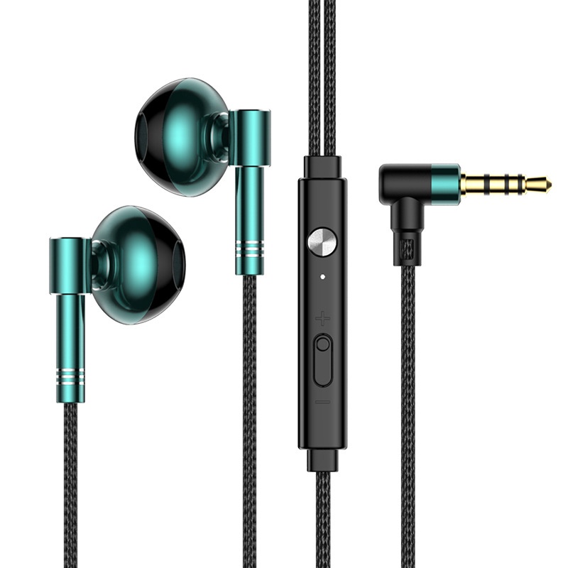 Auriculares intrauditivos con cable para juegos, con micrófono con cancelación de ruido, controladores de 14,2 mm, conector en forma de L de 90°, cable trenzado y conectores de 3,5 mm y USB tipo C para llamadas y juegos móviles.
