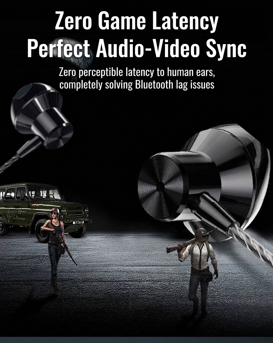 Auriculares inalámbricos para juegos con micrófono, controladores PEEK de 14,2 mm, graves profundos, aislamiento de ruido, conector en forma de L de 3,5 mm para juegos móviles y música.
