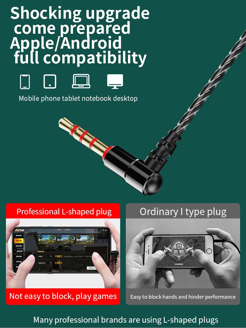 Auriculares inalámbricos para juegos con micrófono, controladores PEEK de 14,2 mm, graves profundos, aislamiento de ruido, conector en forma de L de 3,5 mm para juegos móviles y música.