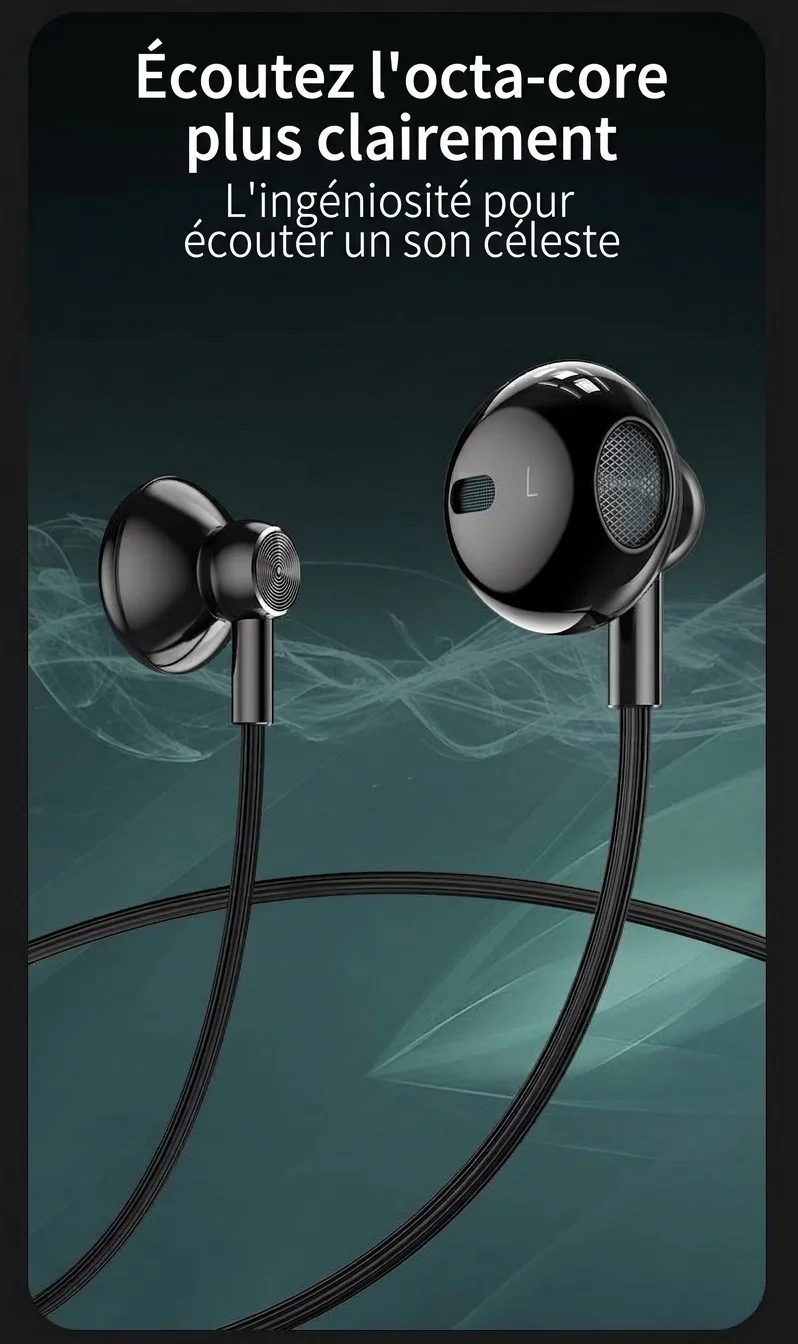 Écouteurs intra-auriculaires filaires pour le jeu avec micro, haut-parleurs dynamiques de 14,2 mm, basses profondes, réduction de bruit, câble audio double 3,5 mm de 1,5 m/2,5 m pour PC et ordinateur portable