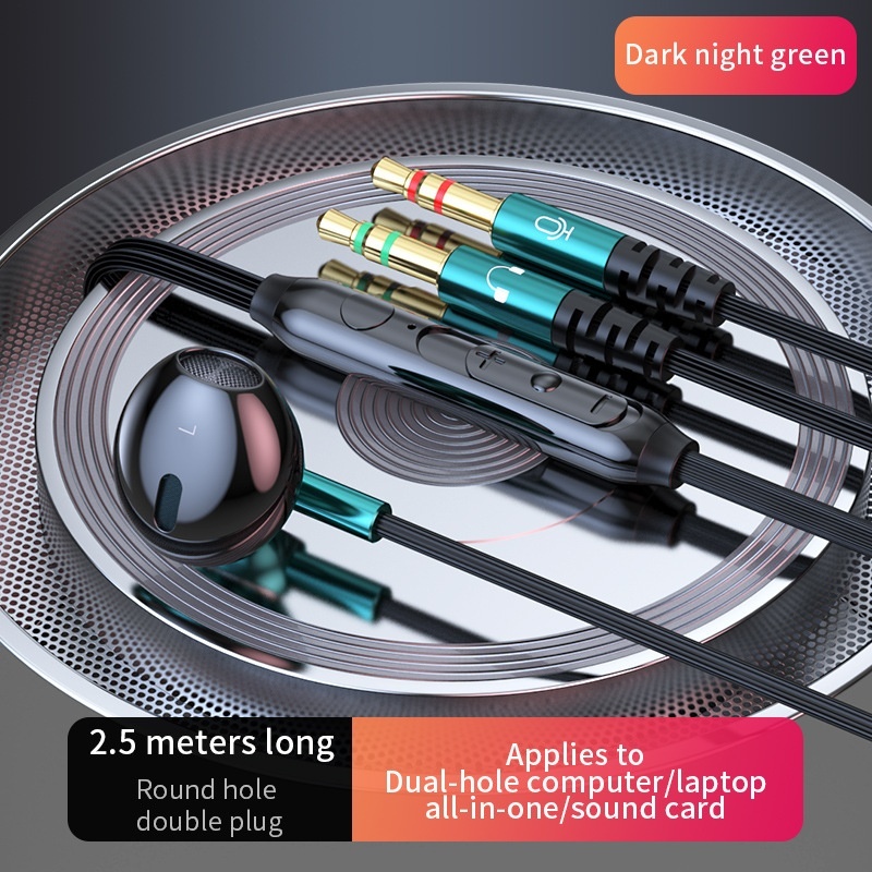 Auriculares intrauditivos con cable para juegos con micrófono, controladores dinámicos de 14,2 mm, graves profundos, cancelación de ruido, cable de audio dual de 3,5 mm de 1,5 m/2,5 m para PC y portátil.