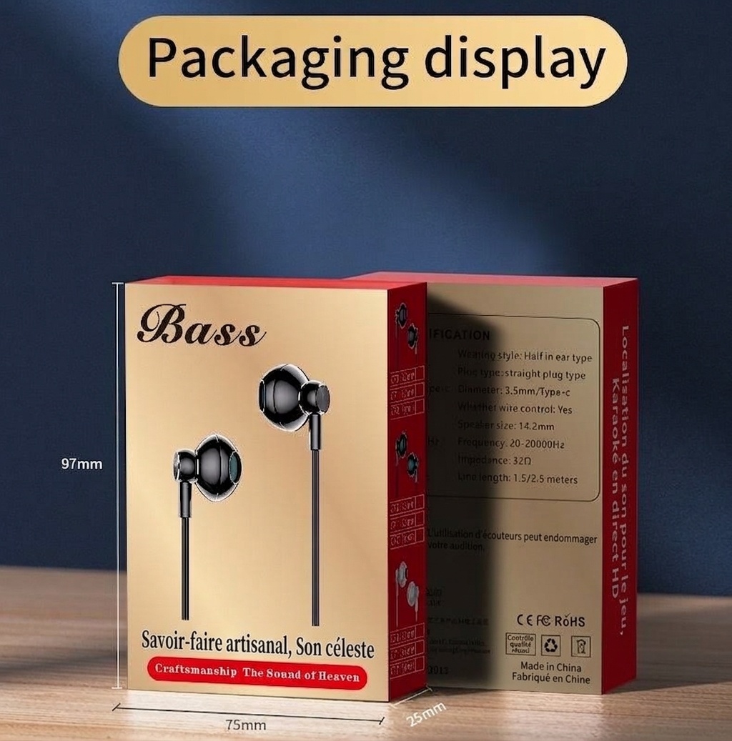 Écouteurs intra-auriculaires filaires pour le jeu avec micro, haut-parleurs dynamiques de 14,2 mm, basses profondes, réduction de bruit, câble audio double 3,5 mm de 1,5 m/2,5 m pour PC et ordinateur portable