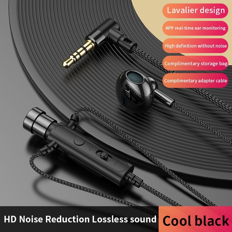 Lavalier Microphone In-Ear Headphones with Mic, 14.2mm Drivers Noise Reduction Wired Earbuds, 3.5mm & Type-C Digital for Karaoke Streaming Gaming