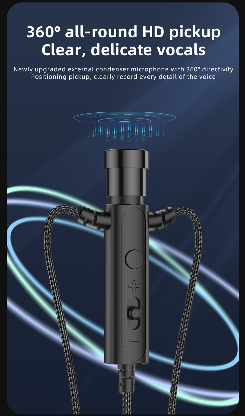 Lavalier Microphone In-Ear Headphones with Mic, 14.2mm Drivers Noise Reduction Wired Earbuds, 3.5mm & Type-C Digital for Karaoke Streaming Gaming