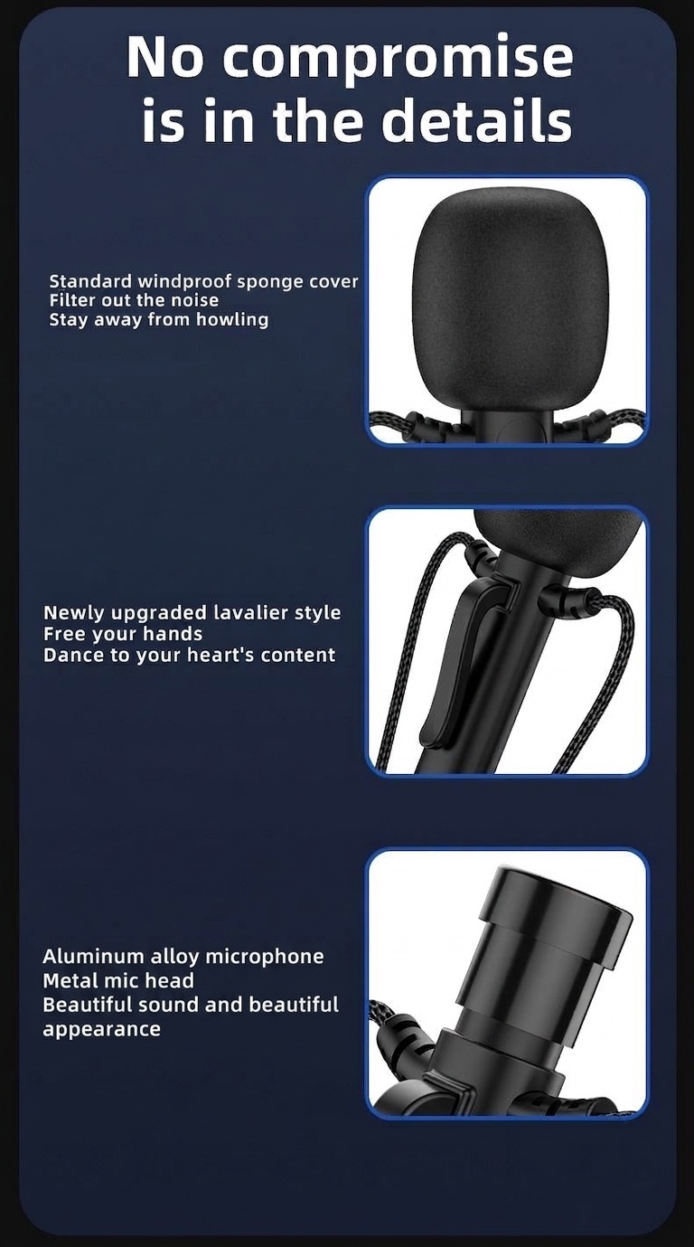 Lavalier Microphone In-Ear Headphones with Mic, 14.2mm Drivers Noise Reduction Wired Earbuds, 3.5mm & Type-C Digital for Karaoke Streaming Gaming