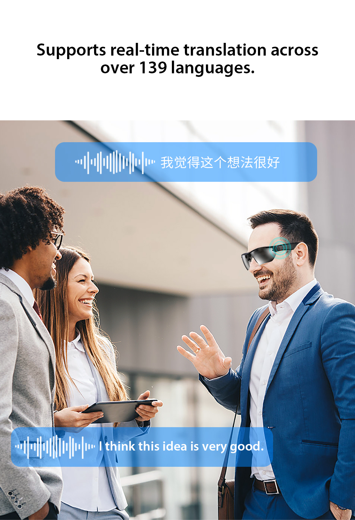 (PRE-ORDER) G6 Semi-rimless Black TR90 Smart AI Sunglasses #BS0705-0009