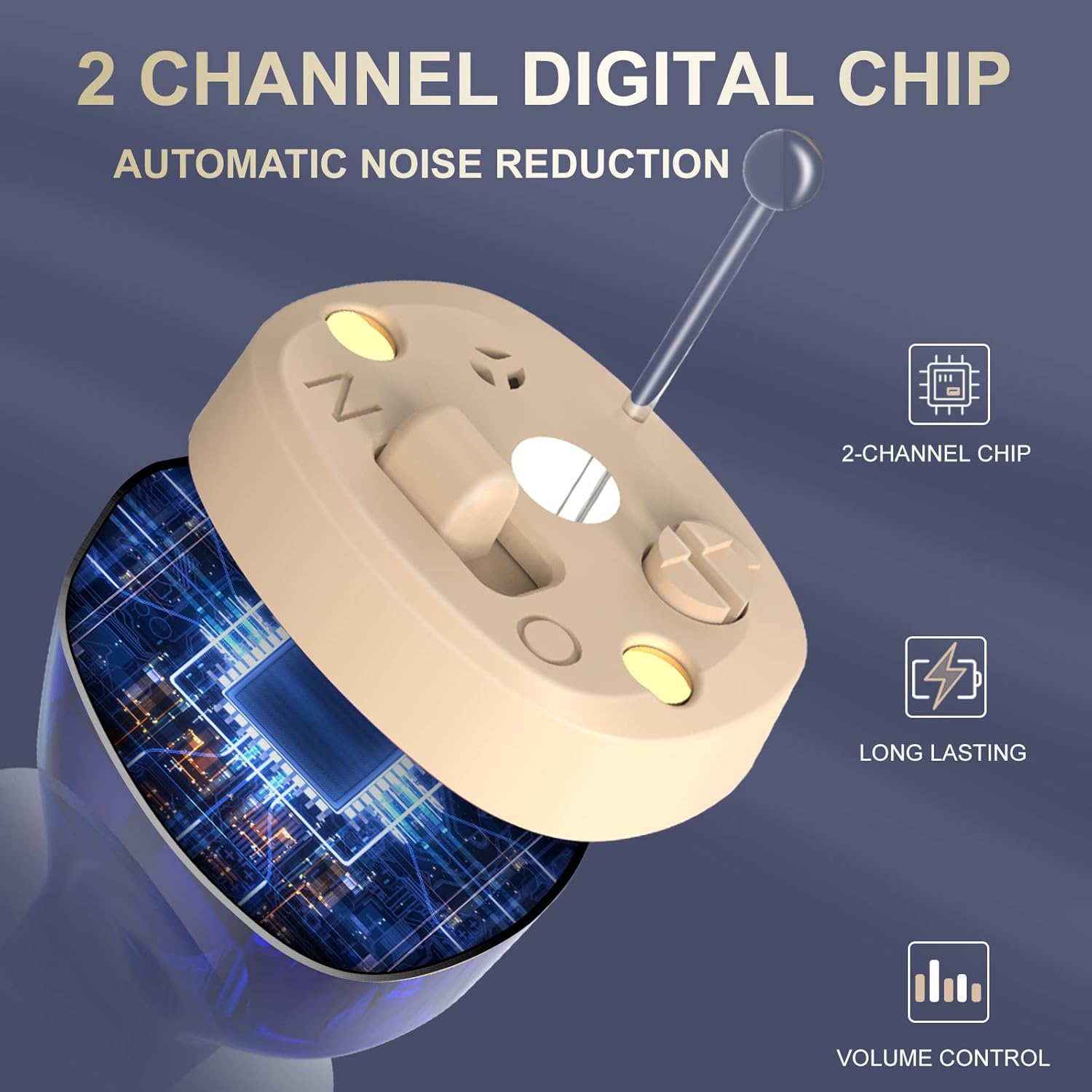 G93 Cream Digital Display Hearing Aid with USB-C Charging & 4 Modes #26240017