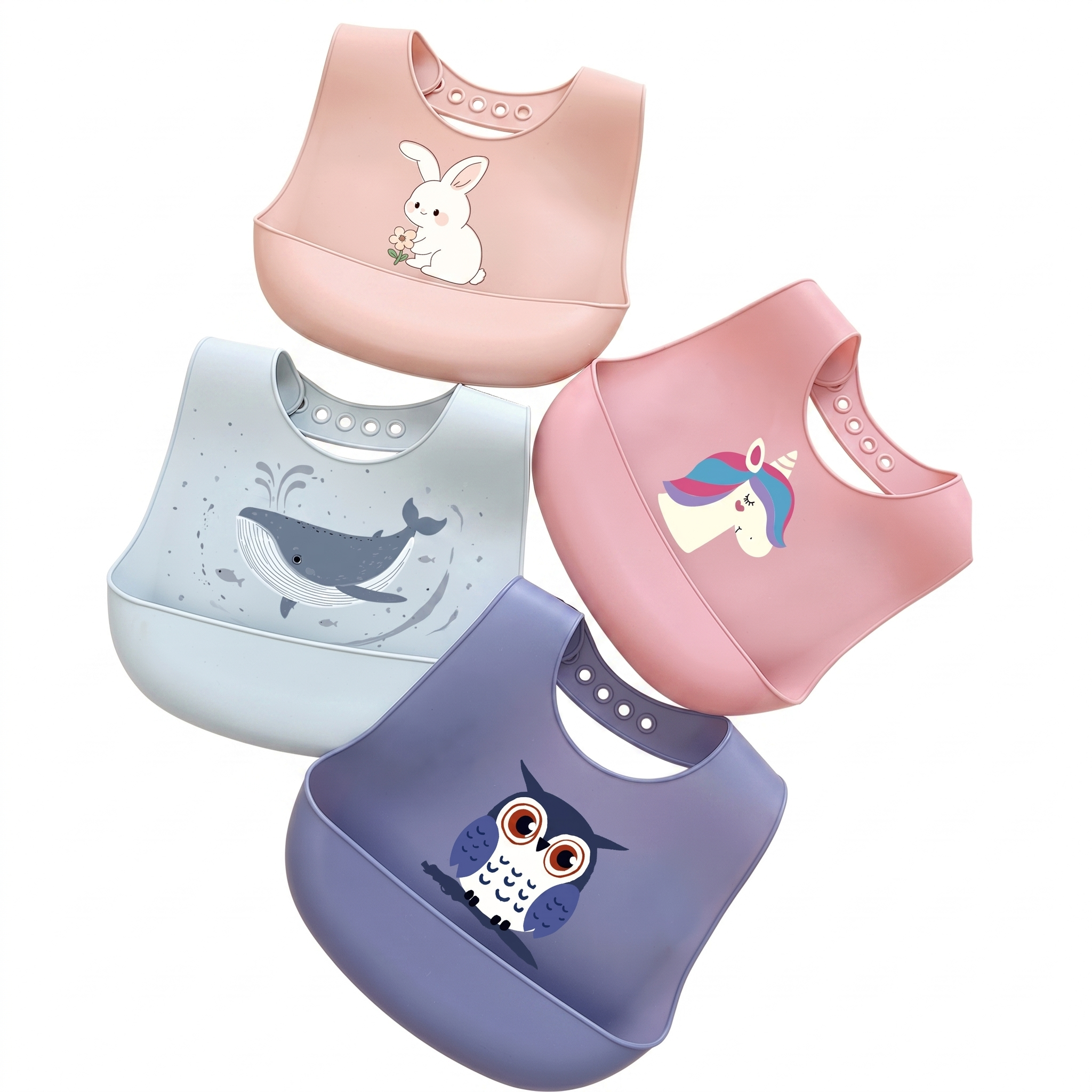 Niedliche Silikon-Baby-Lätzchen mit Tiermotiven – verstellbar und weich