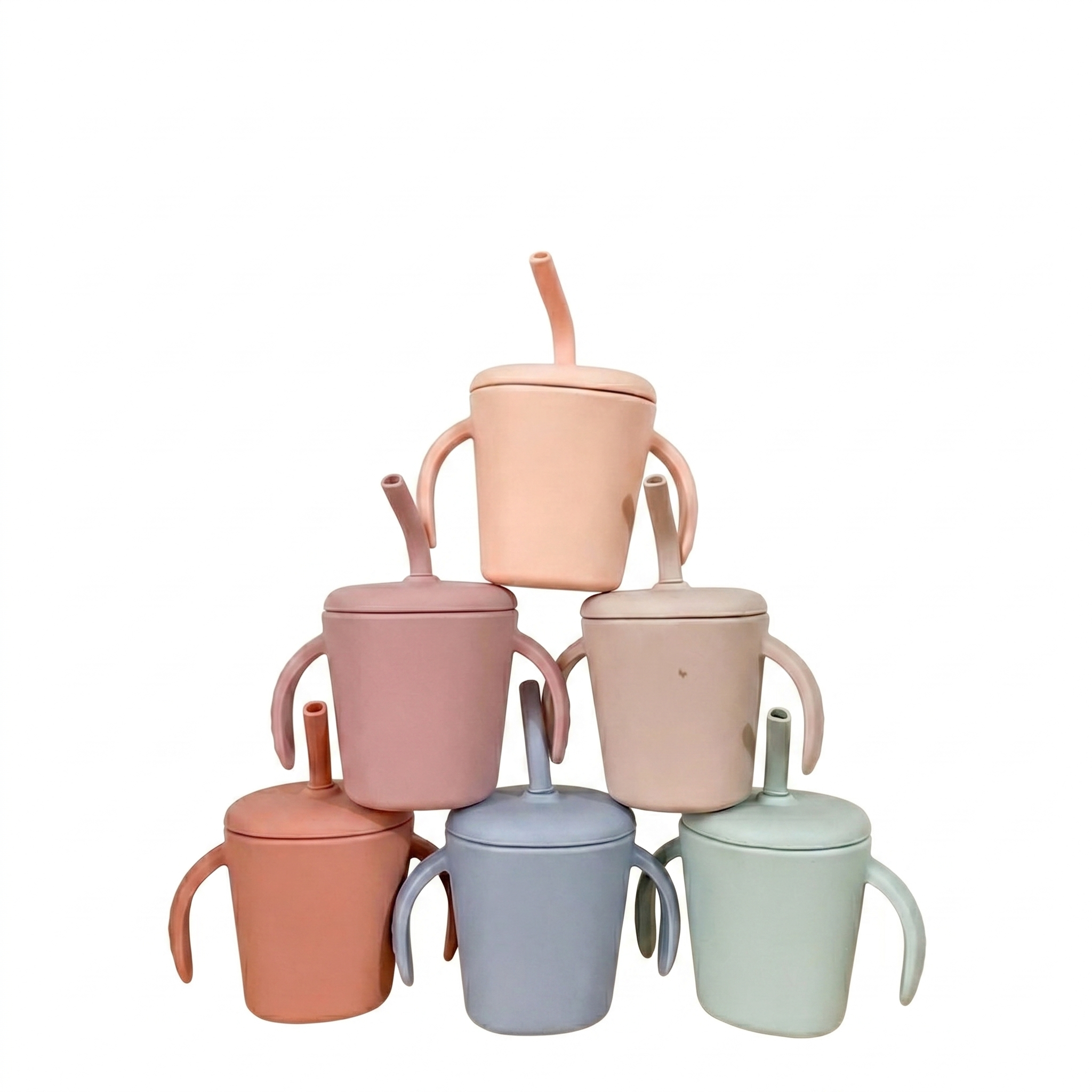 Vaso de silicona para bebés con asas y pajita - Antiderrames