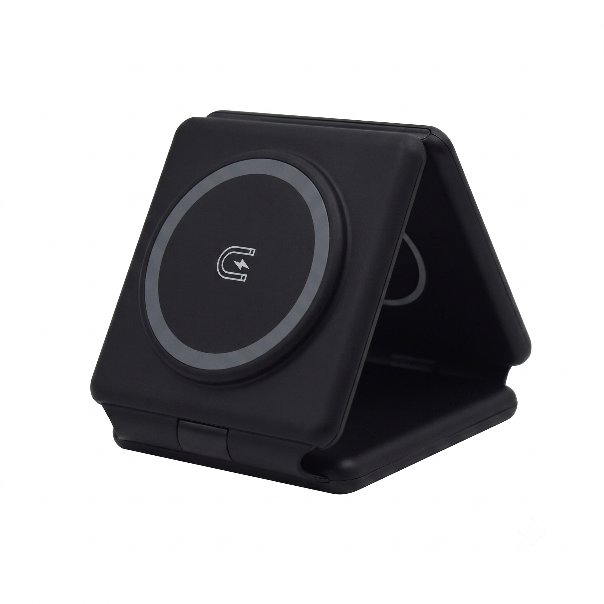 3-in-1 Foldable Wireless Charger for Phone, Watch & Earbuds, Portable Fast Charging Stand, White/Black