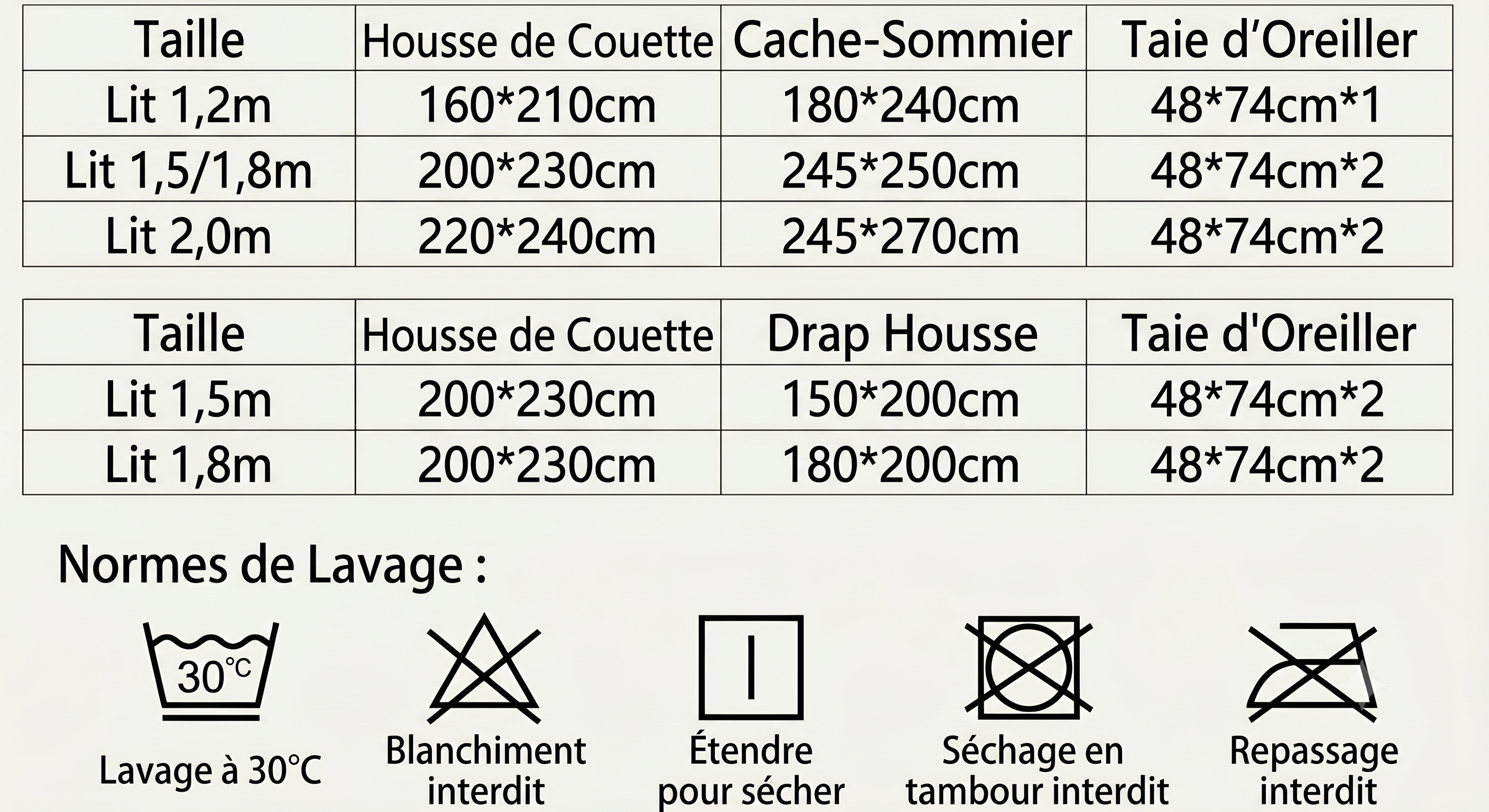Parure de lit 4 pièces brodée de luxe - Housse de couette douce en coton 100 % coton
