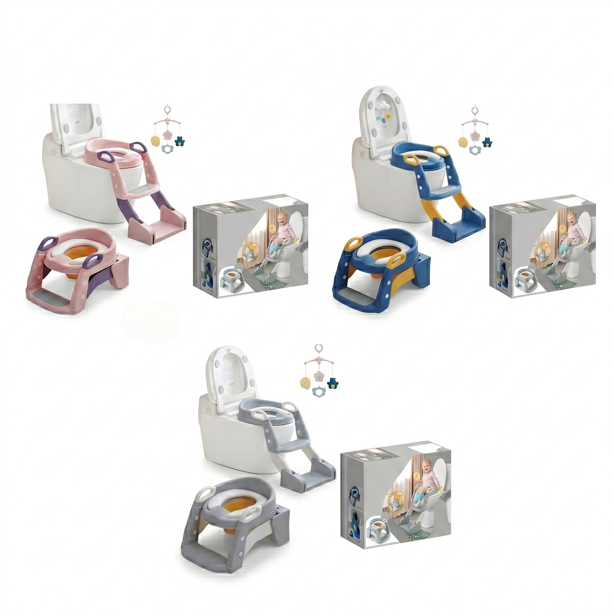 Multifunctional Baby Toilet Training Seat with Ladder