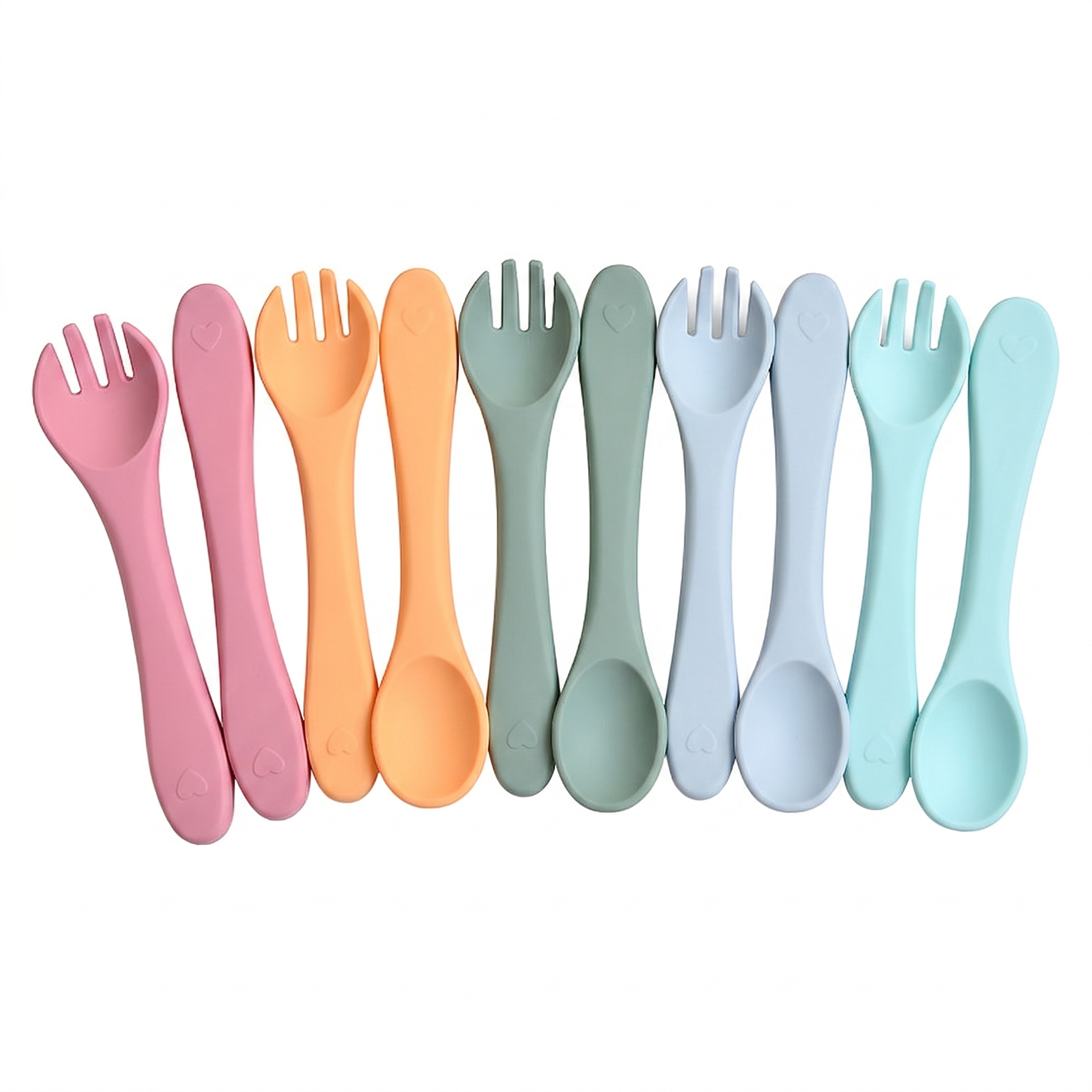 Soft Silicone Baby Self-Feeding Spoon & Fork Set