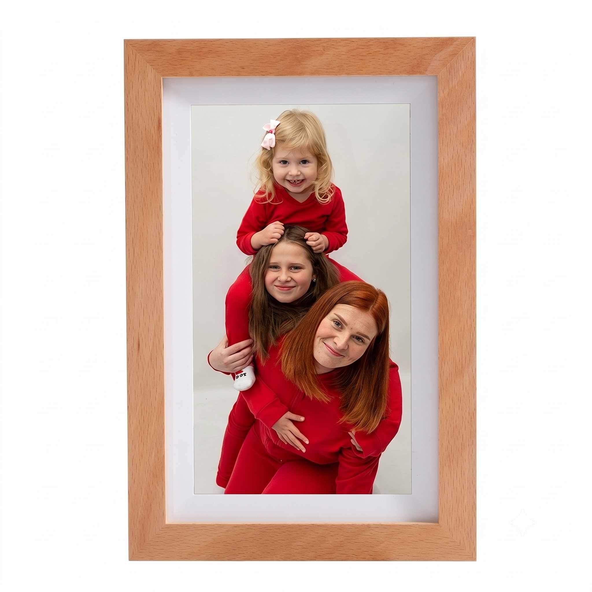 7-Inch WiFi Digital Photo Frame - IPS Smart Picture Frame with Wood Frame, App Photo/Video Transfer, 2000mAh Battery, 360° Auto-Rotate, White