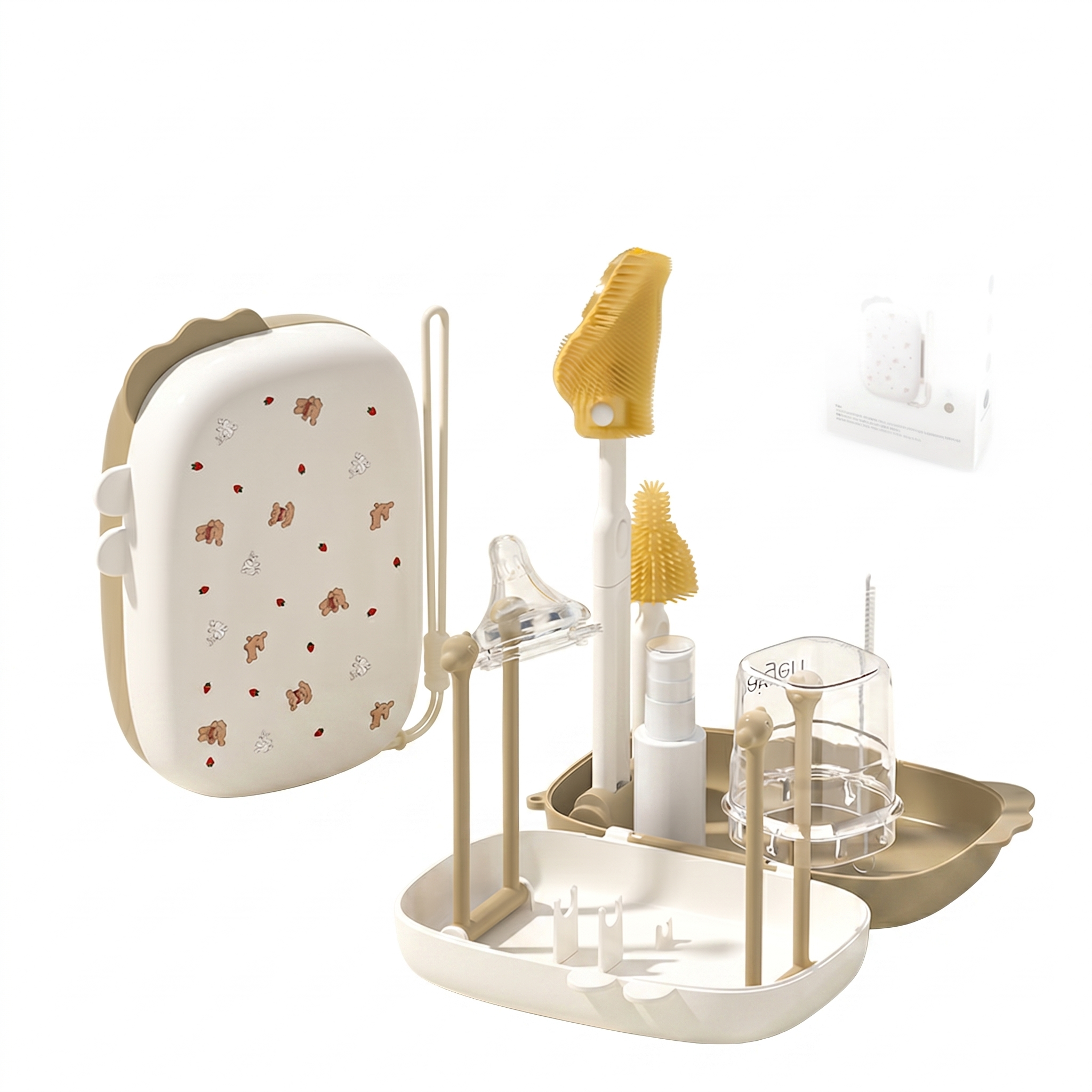 6-in-1 Portable Baby Bottle Cleaning & Drying Rack Set