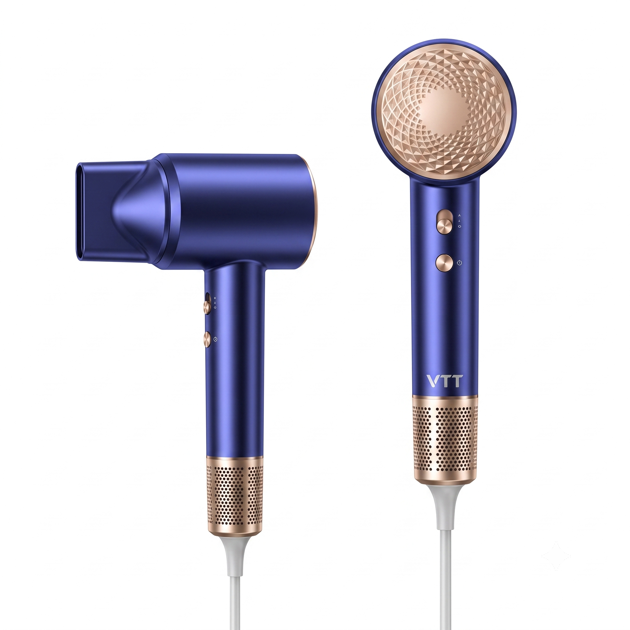 Sèche-cheveux haute vitesse D4, moteur sans balais 110&nbsp;000 tr/min, sèche-cheveux professionnel 1&nbsp;600 W avec 200 millions d'ions négatifs, écran LED et embout magnétique (bleu)