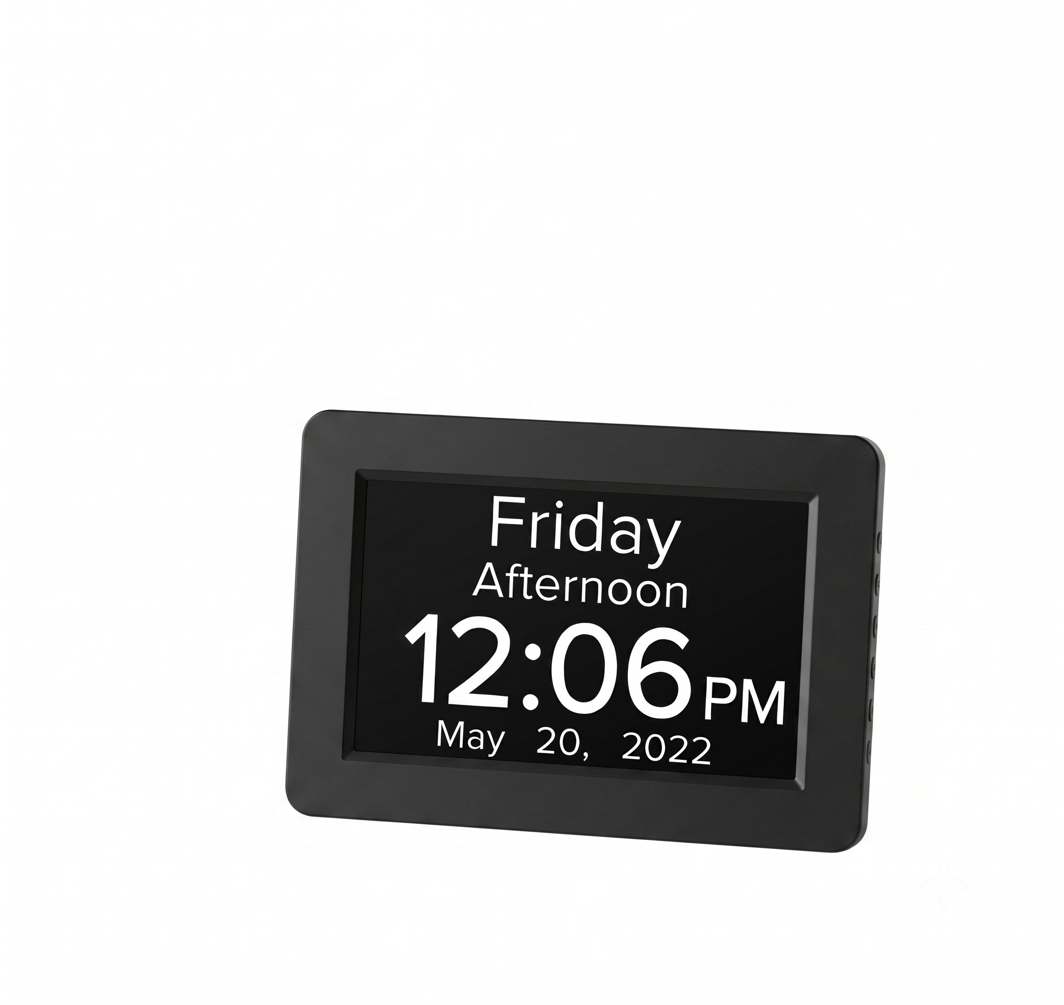8-Inch Digital Day Clock for Seniors - Extra Large Display with Dementia & Alzheimer's Pill Reminders, Auto-Dimming, Multi-Alarm, Black & White