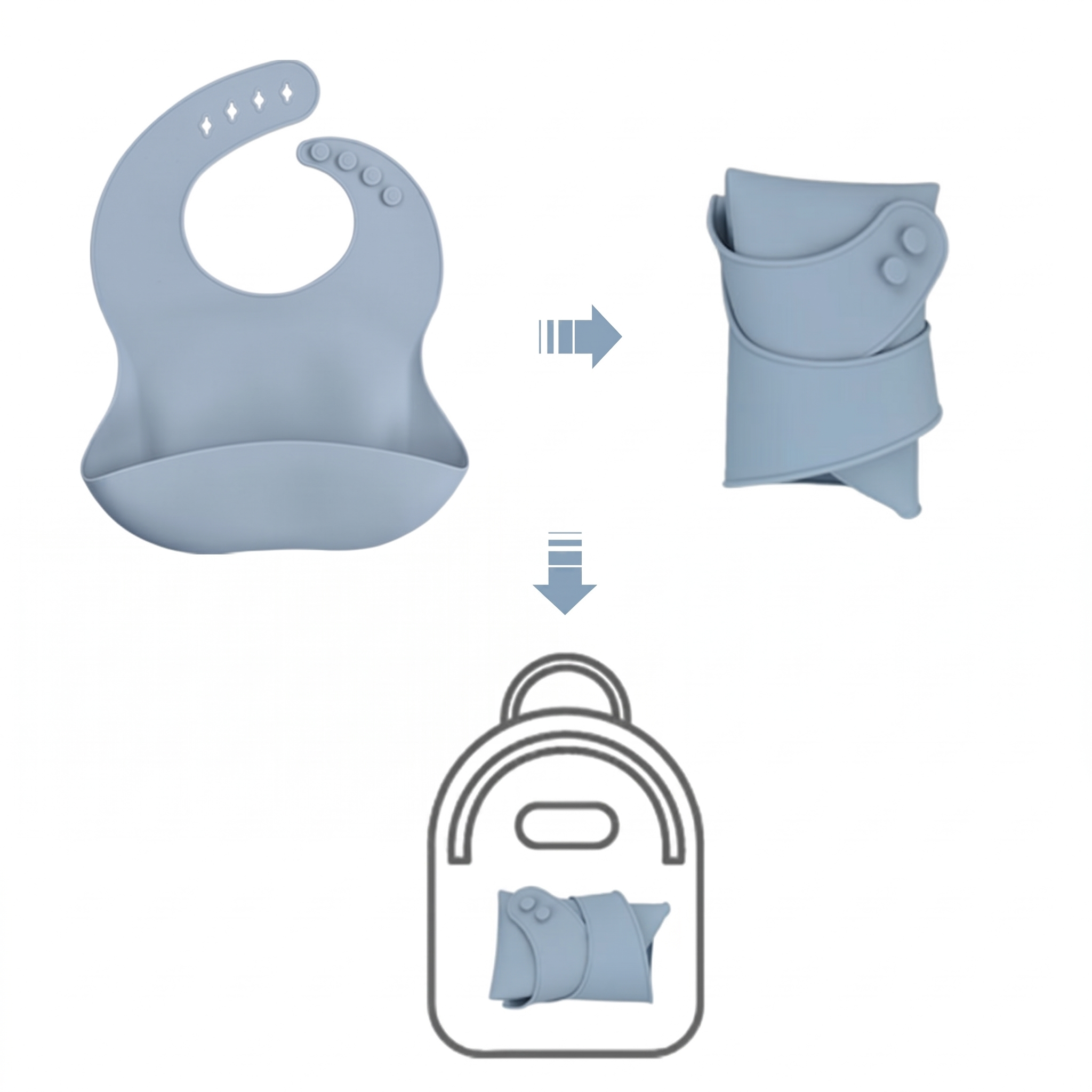 Baby Silicone Feeding Set - Suction Plate, Bib & Utensils