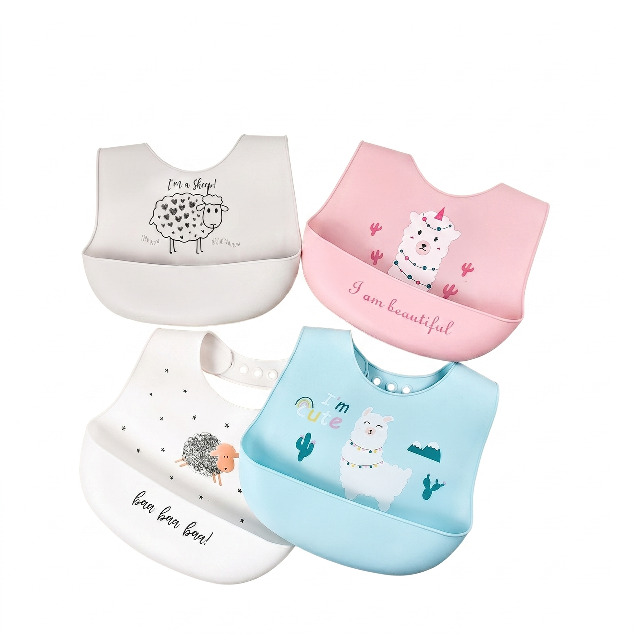 Bavoir bébé en silicone avec de jolis animaux - Imperméable et ajustable