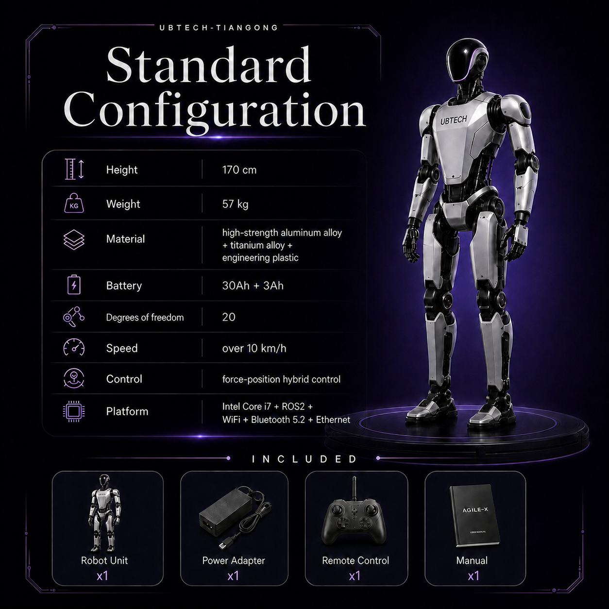 AI Humanoid Robot Tiangong Walker Base #41200001