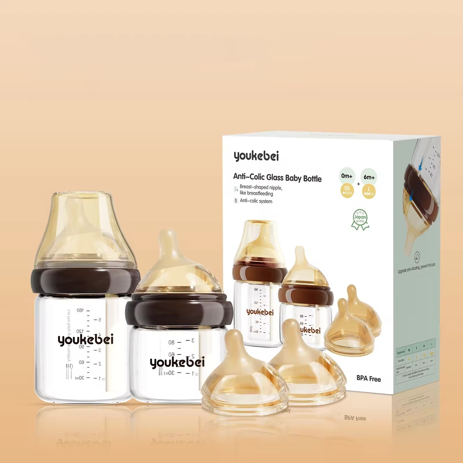 Anti-Colic Glass Baby Bottle - Newborn Feeding Essentials