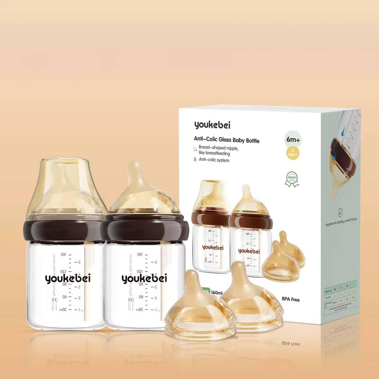 Anti-Colic Glass Baby Bottle - Newborn Feeding Essentials