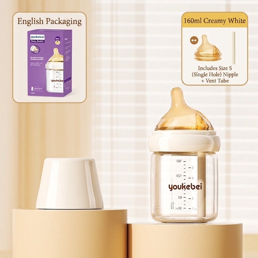 Anti-Colic Glass Baby Bottle - Newborn Feeding Essentials