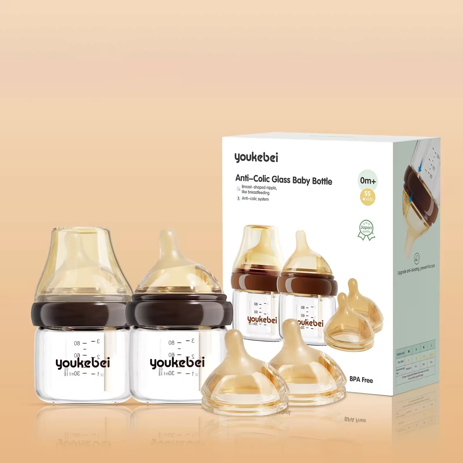Anti-Colic Glass Baby Bottle - Newborn Feeding Essentials