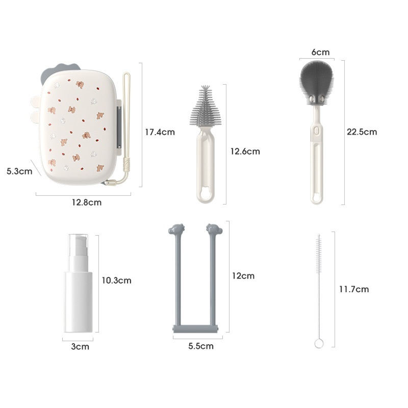6-in-1 Portable Baby Bottle Cleaning & Drying Rack Set