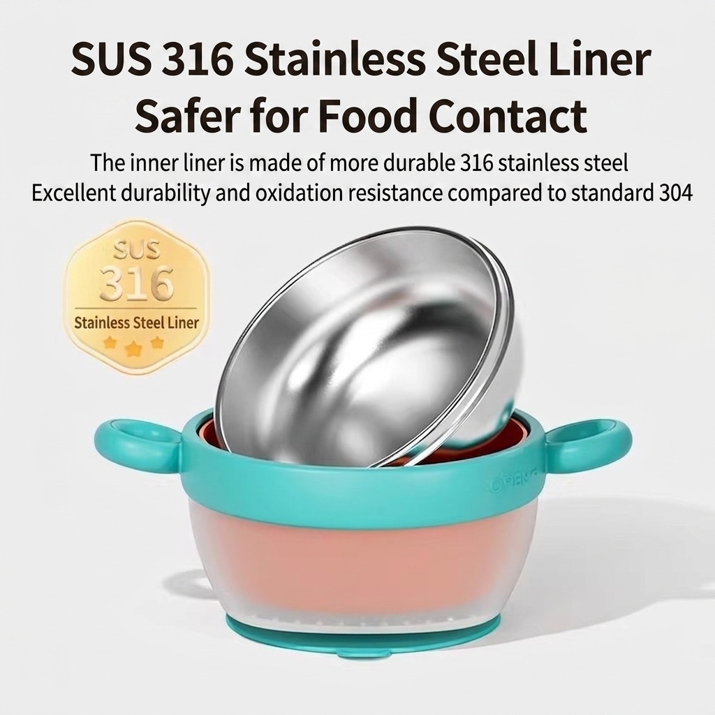 Insulated Baby Feeding Bowl with 316 Stainless Steel Liner