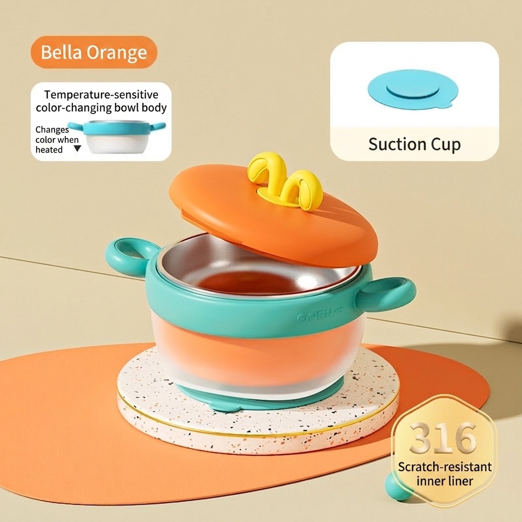 Insulated Baby Feeding Bowl with 316 Stainless Steel Liner