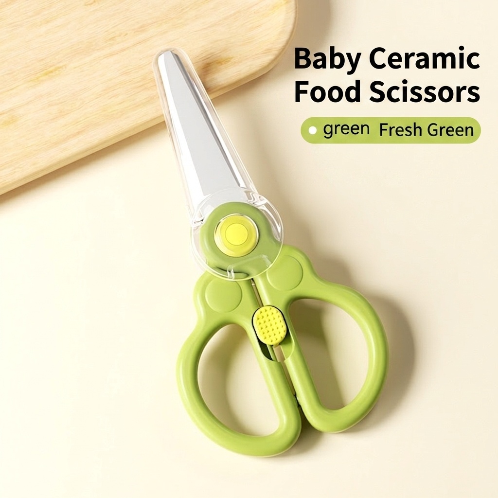 Portable Ceramic Baby Food Scissors with Safety Lock