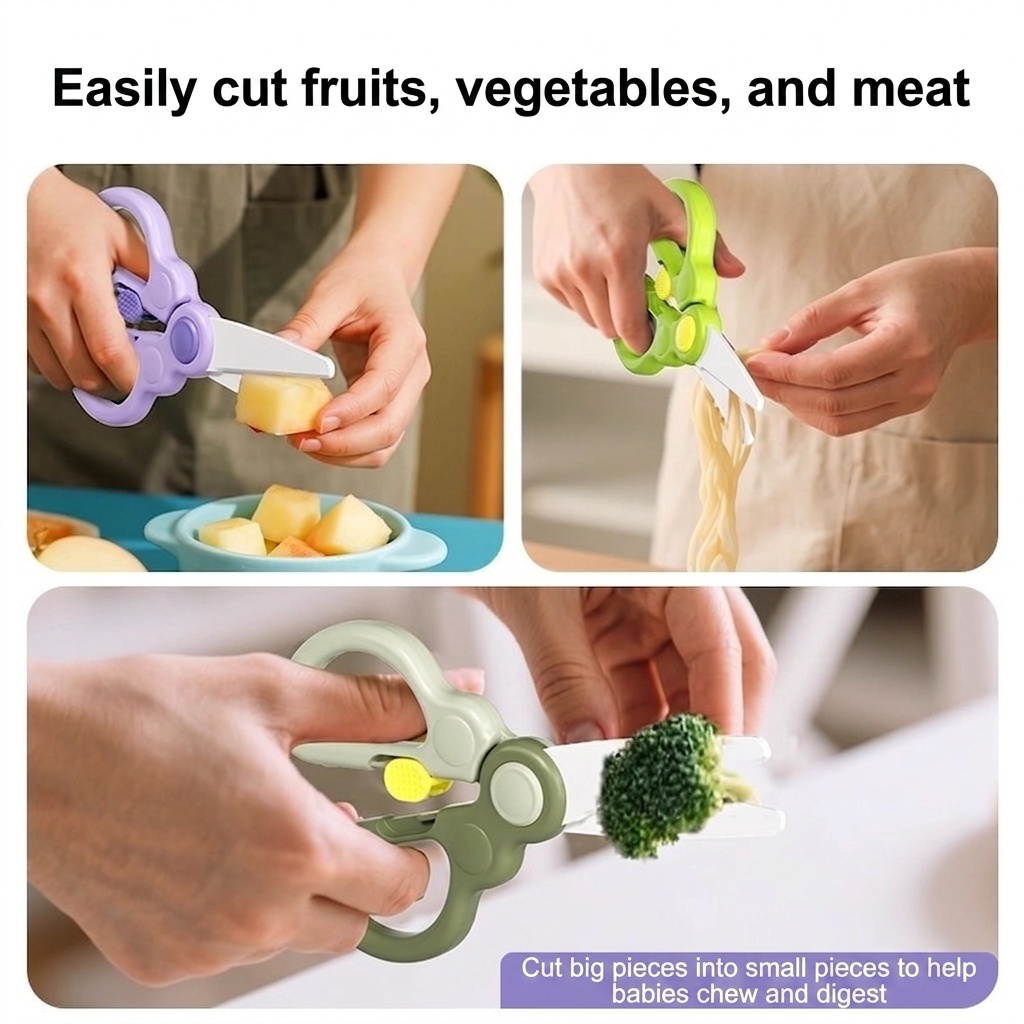 Portable Ceramic Baby Food Scissors with Safety Lock