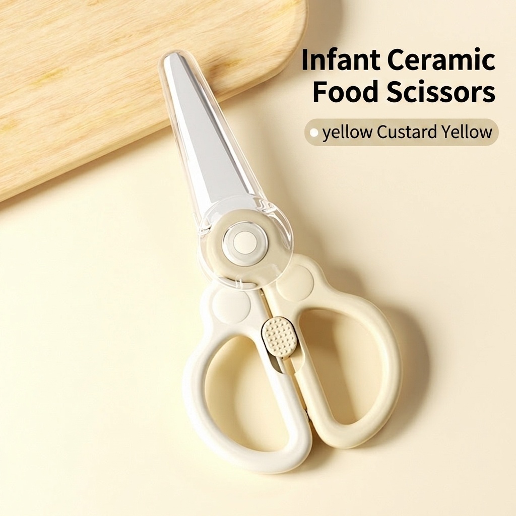 Portable Ceramic Baby Food Scissors with Safety Lock