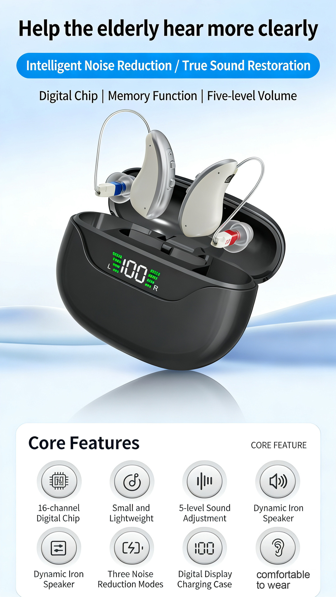 GM-323 P3 16-Channel UV Sterilizing Rechargeable Hearing Aids #26240003