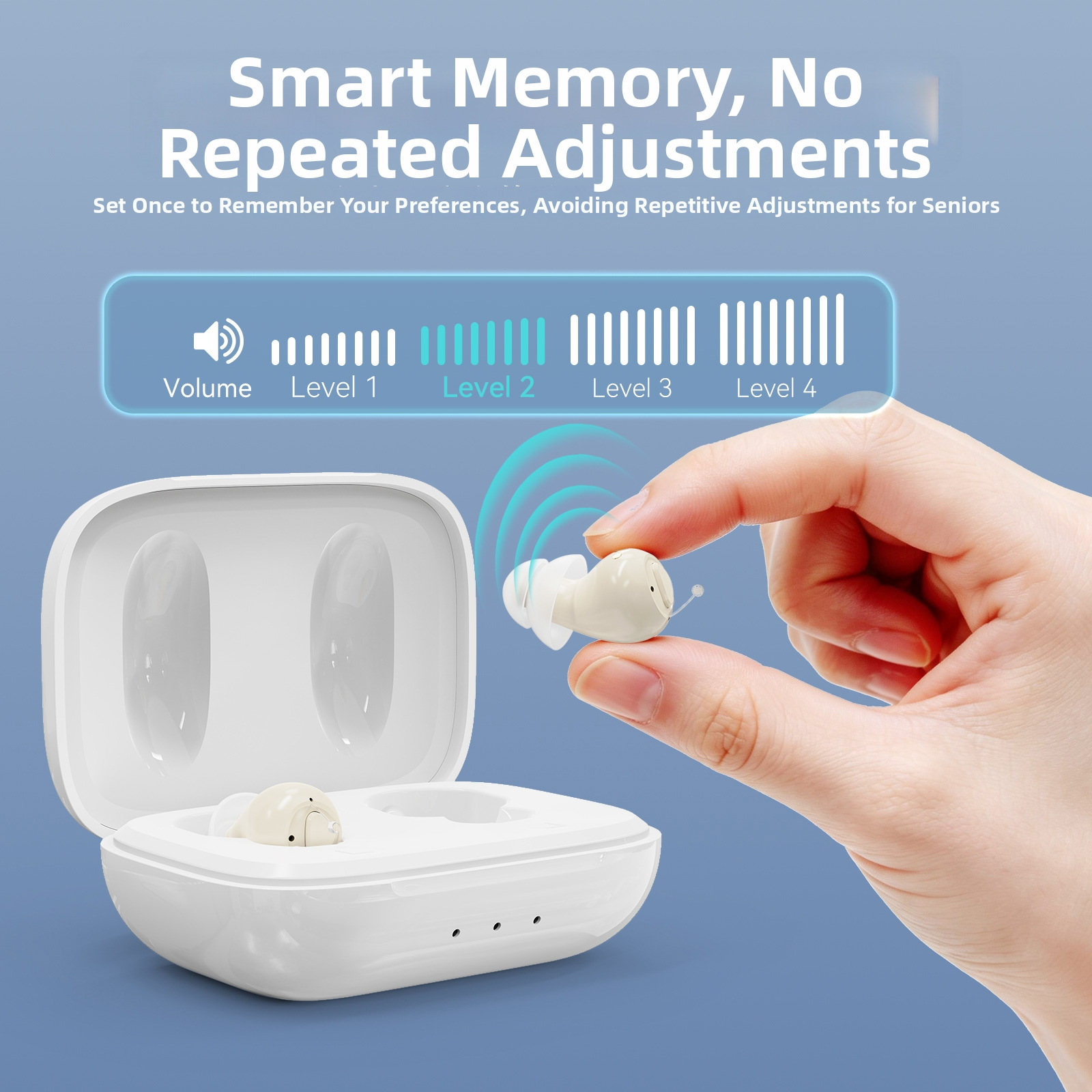 GM-955(S) Rechargeable In-Ear Hearing Aid 12-15H Battery 5 Volume Levels #26240020